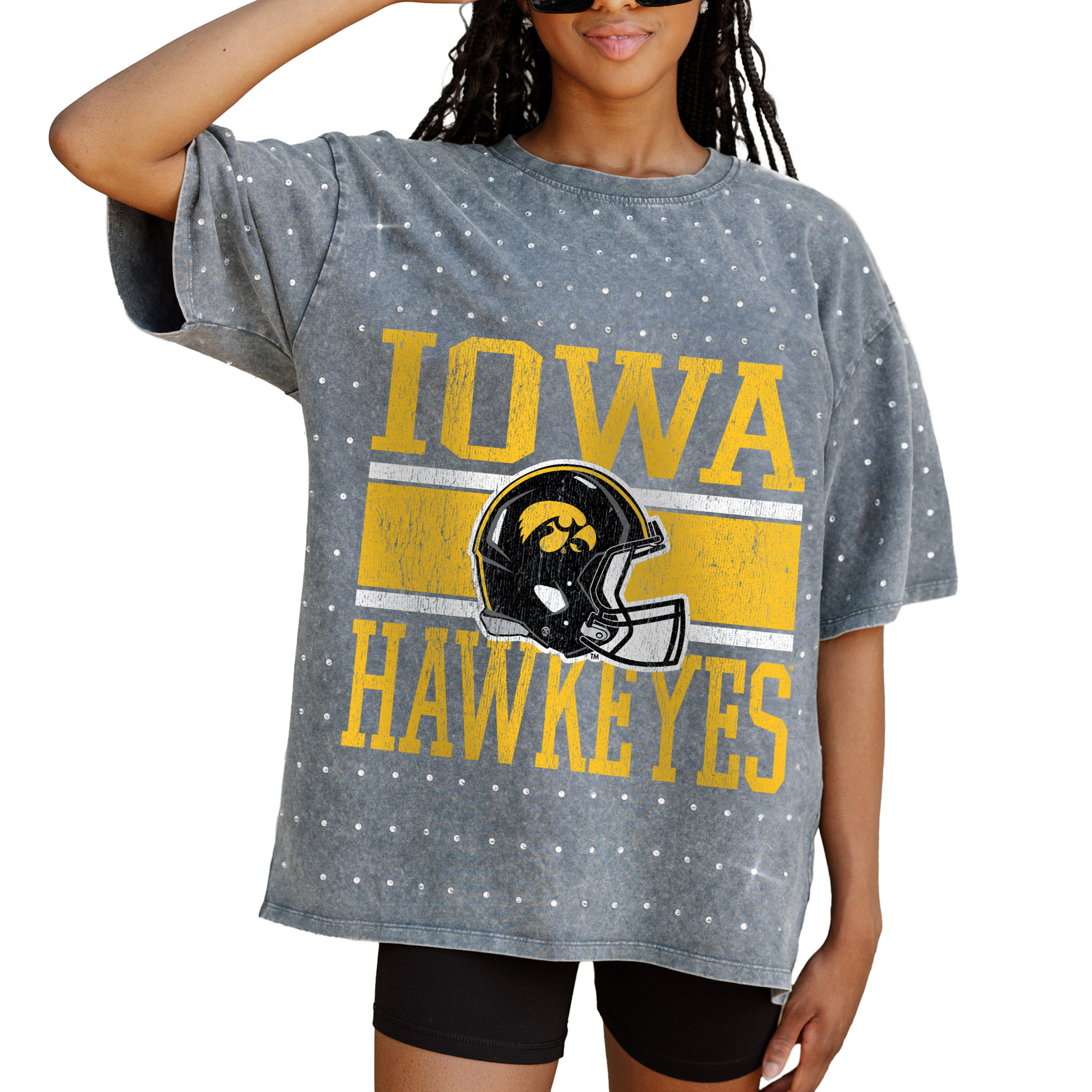 Women's Gameday Couture Gray Iowa Hawkeyes On the Ball Oversized T-Shirt | Fanatics