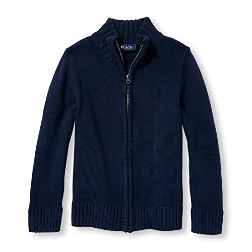 The Children's Place Boys' Uniform Zip Up Mock Neck Sweater, Tidal, XXL (16) | Amazon (US)