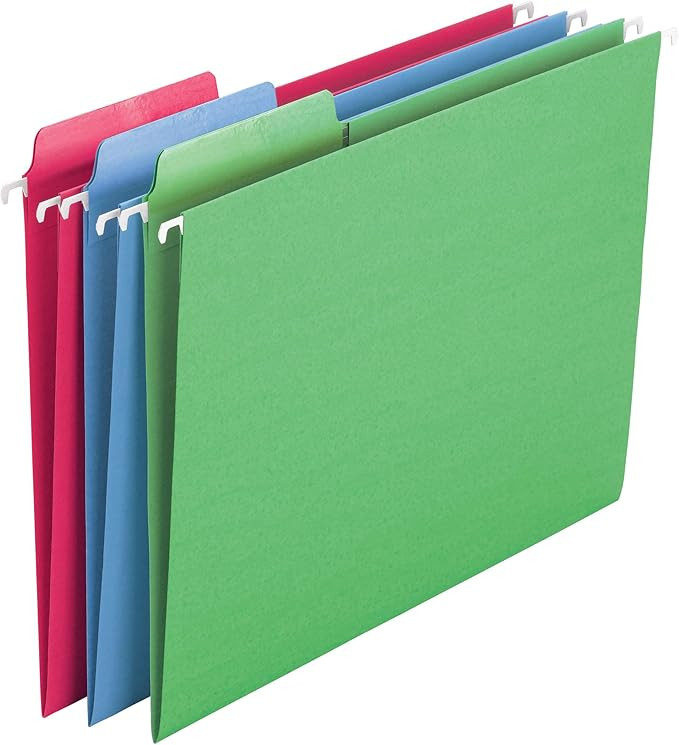 Smead Erasable FasTab Hanging File Folder, 1/3-Cut Built-in Tab, Letter Size, Assorted Primary Co... | Amazon (US)