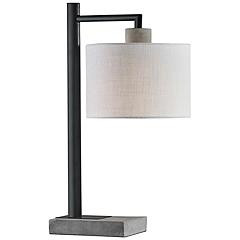 Devin Black Metal and Gray Cement Table Lamp | Lamps Plus