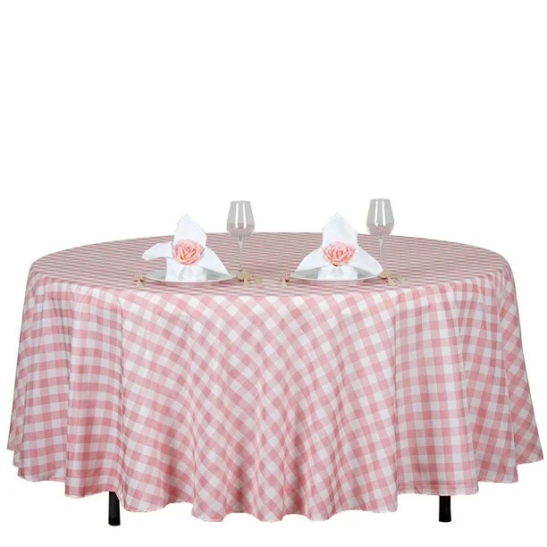 BalsaCircle 108 in Gingham Checkered Polyester Tablecloth - Rose Quartz Pink and White - Walmart.... | Walmart (US)