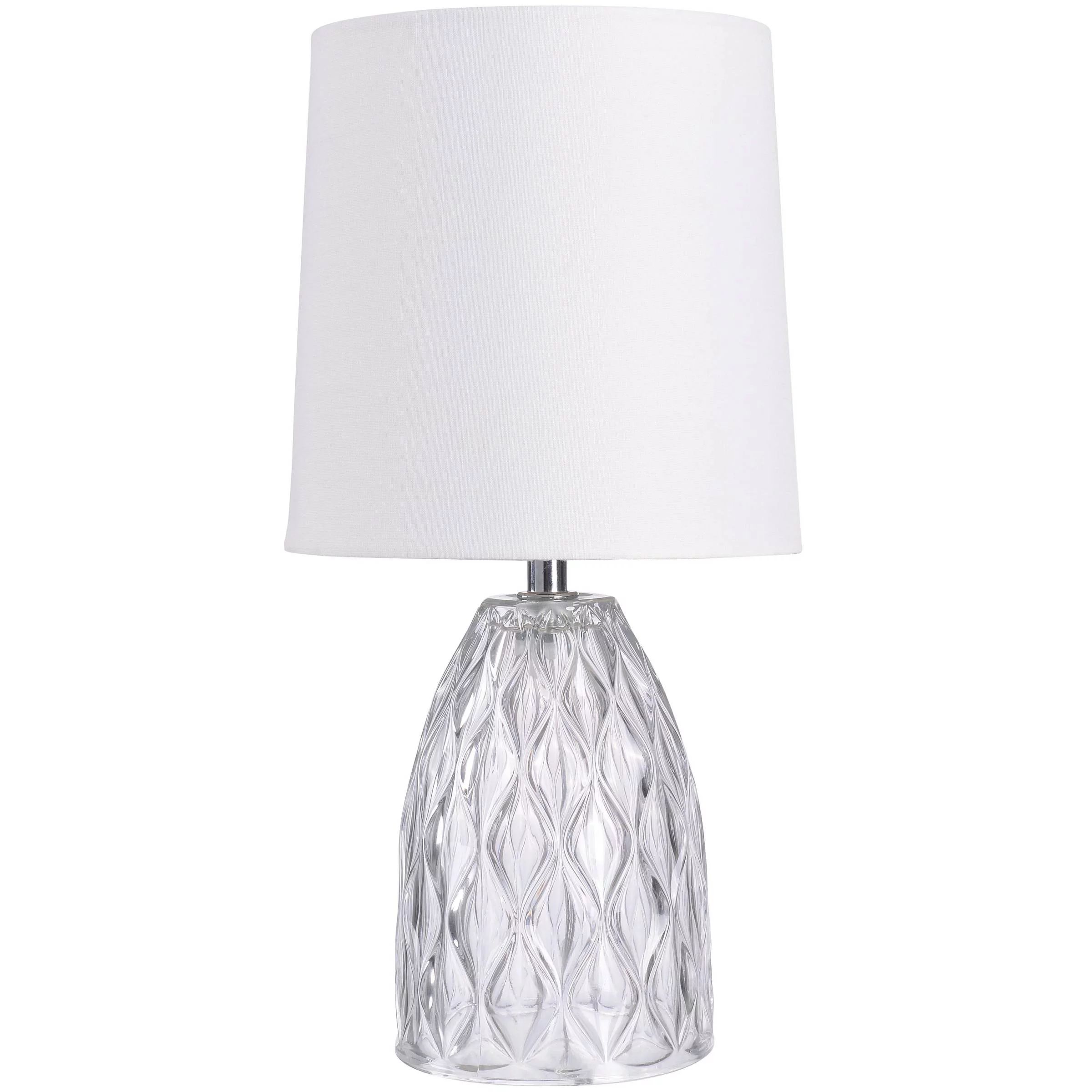 Mainstays Mini Clear Glass Table Lamp with Shade 12.75"H-Geo Texture & Glossy Finish - Walmart.co... | Walmart (US)