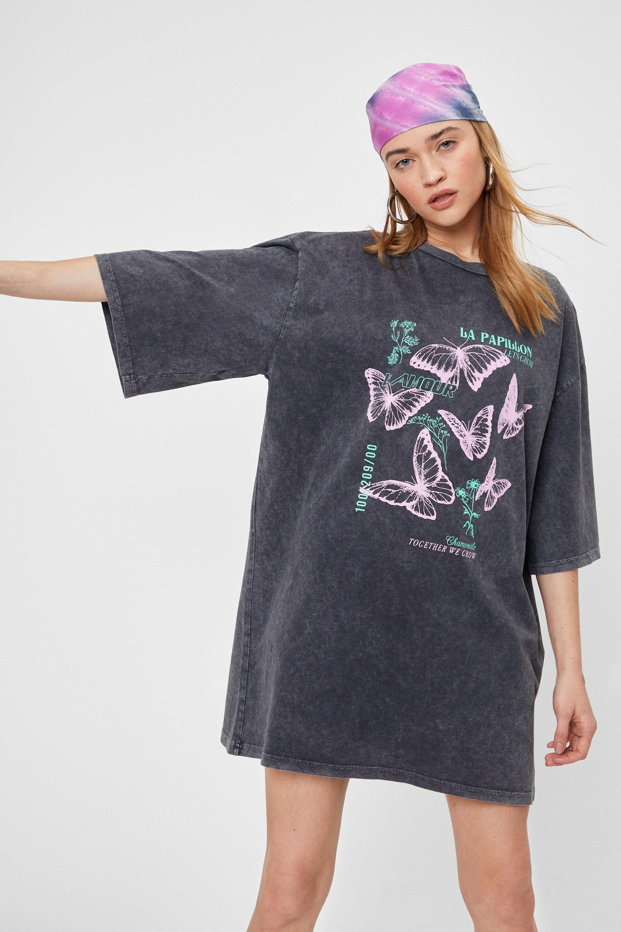 Butterfly Oversized Graphic T-Shirt Dress | Nasty Gal (US)