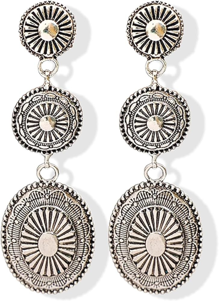 Western Earrings Outfit for Women Oval Silver Earrings Dangle Turquoise Western Jewelry Country C... | Amazon (US)