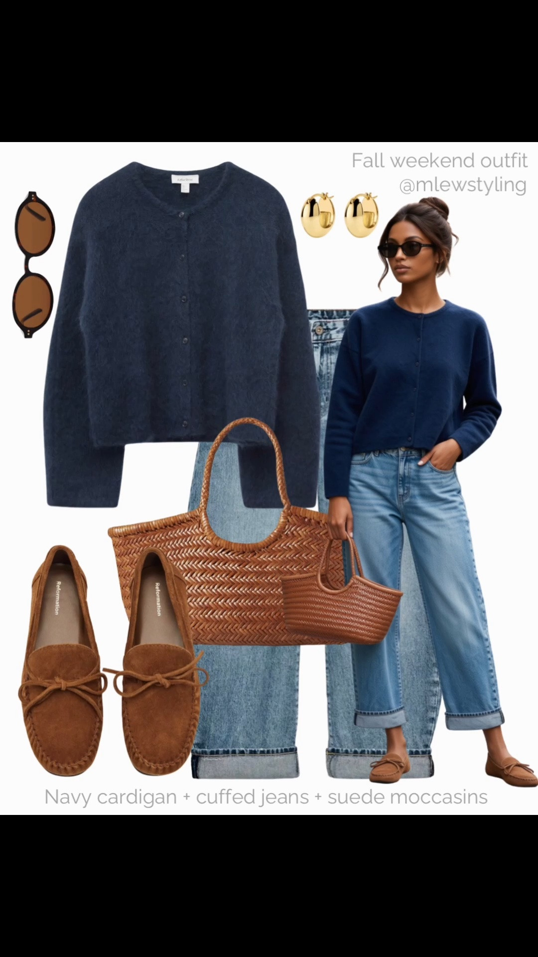 Navy blue cardigan outfit 💙

Tags: elevated fall outfit, & other stories cardigan, Zara cuffed jeans, suede moccasins, leather loafers, dragon diffusion tote bag, quince sunglasses, electrical picks gold hoop earrings, late summer early fall transitional outfit, capsule wardrobe

#LTKfall #LTKjeans #LTKshoes