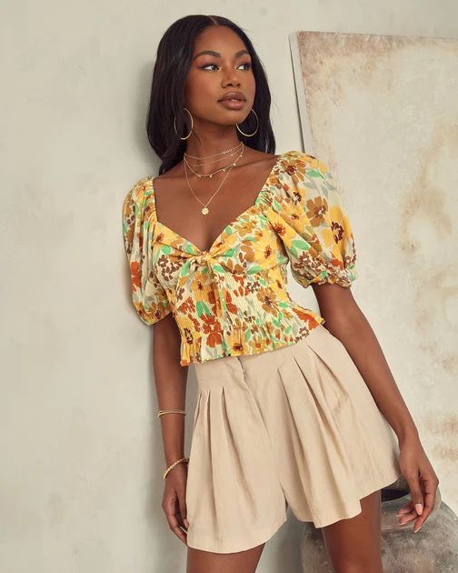 Adriana Floral Smocked Crop Top | VICI Collection