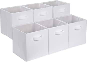 Amazon Basics Collapsible Fabric Storage Cube Organizer with Handles, 13 x 13 x 13 Inch, White - ... | Amazon (US)