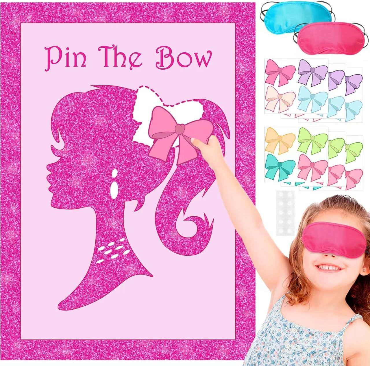FZR Legend Pink Girl Party Supplies Decorations, Cute Girl Princess Pin The Bow on The Head Party... | Amazon (US)