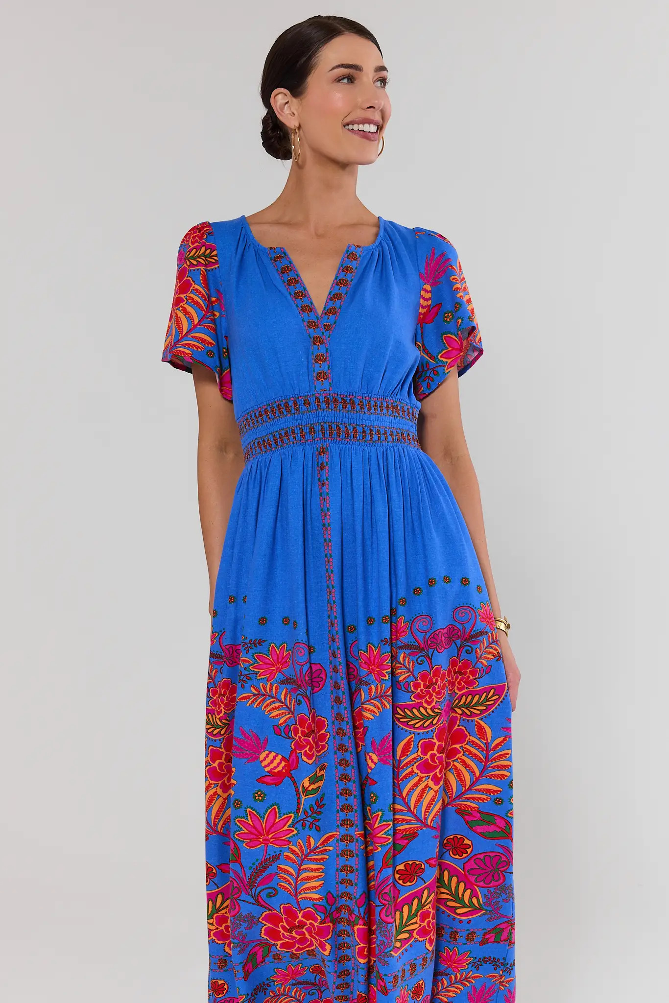 Blue Multi Printed Maxi Dress | Avara