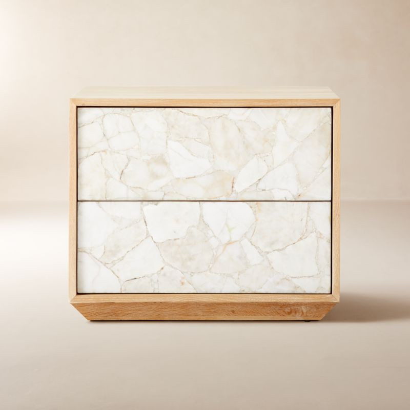 Rocca 2-Drawer Agate and White Oak Wood Nightstand + Reviews | CB2 | CB2