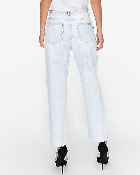 English Factory High Waisted Distressed Mom Jeans | Express