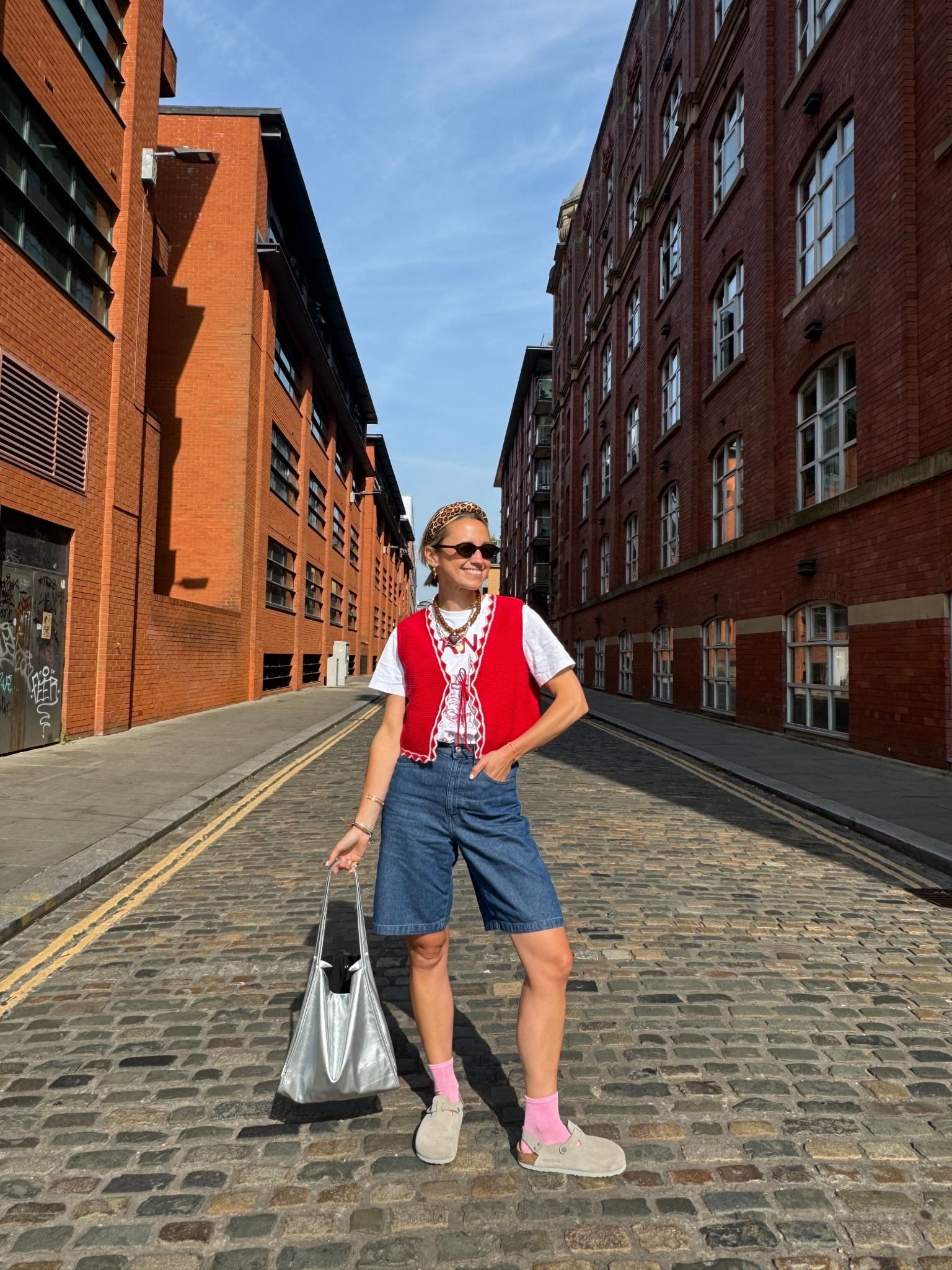 Spring summer outfit, waistcoat, GANNI tee, shorts, denim, silver bag, Birkenstocks, jewellery 

#LTKsummer #LTKspring #LTKuk