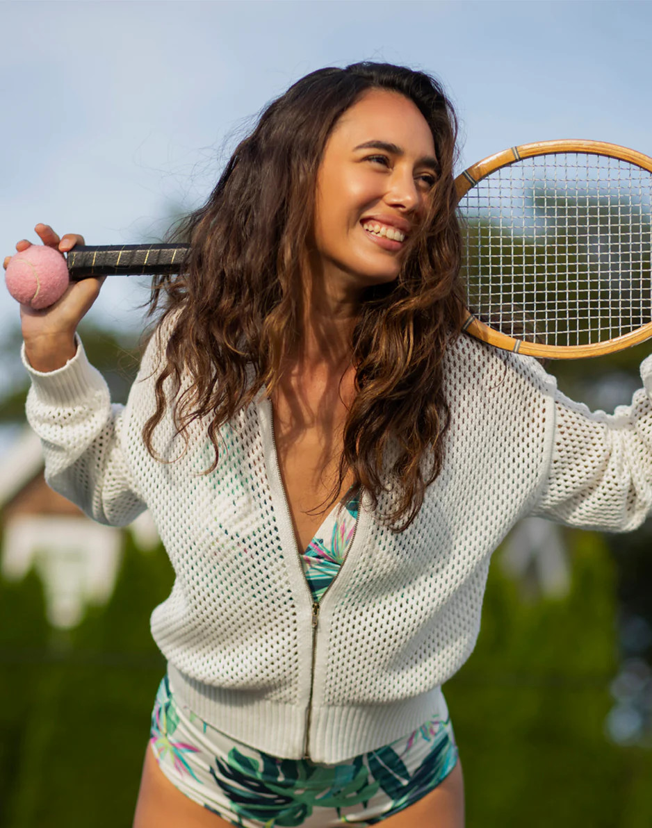 Presley Mesh Bomber: Cloud | Carve Designs