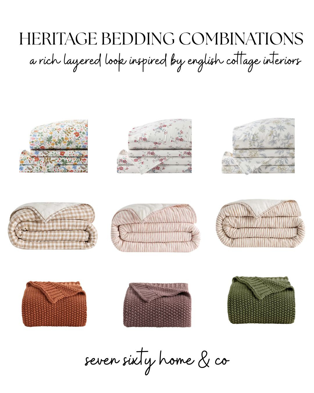 Soft florals, vintage-inspired stripes, cozy gingham quilts, and chunky knit throws — these layered bedding combinations feel straight out of an English cottage bedroom. I love mixing soft patterns and rich textures to create beds that feel collected, cozy, and timeless rather than overly matched.

heritage bedding, english cottage bedroom, cottagecore bedding inspiration, layered bedding combinations, floral bedding ideas, cozy cottage bedroom, warm traditional interiors, vintage inspired bedding, gingham quilt bedding, striped bedding inspiration, cozy layered textures, collected bedroom style, timeless bedding decor, romantic cottage interiors, soft floral bedding, warm neutral bedroom decor, cozy home aesthetic, layered cottagecore bedroom, traditional bedroom inspiration, elevated cozy bedding 

 #LTKHome