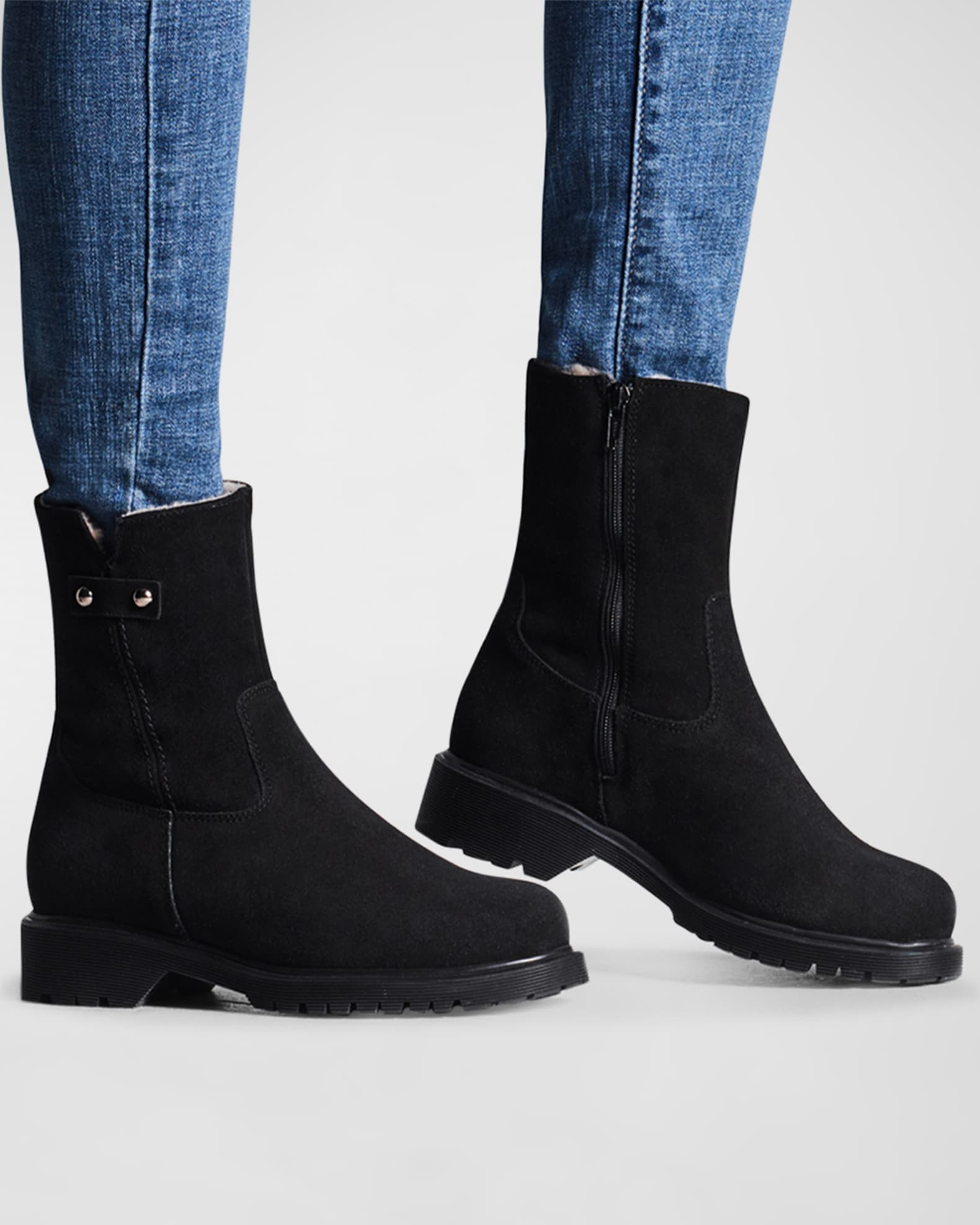 Hunter Suede Shearling Winter Boots | Neiman Marcus