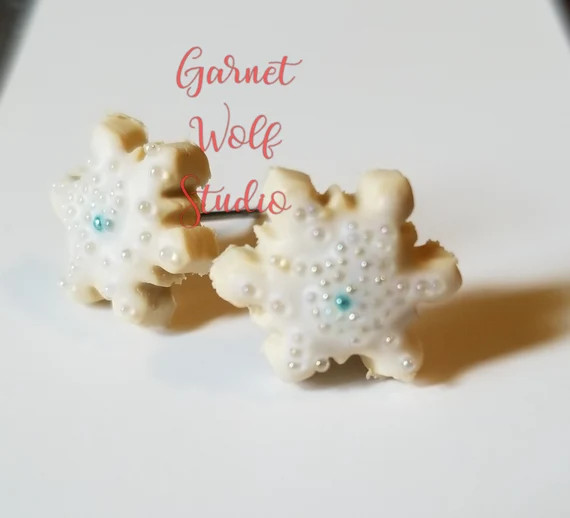 Sugar Cookie Snowflake Earrings Hypoallergenic Studs | Etsy | Etsy (US)
