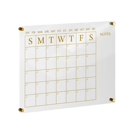 Martha Stewart Grayson Acrylic Wall Calendar with Notes with Dry Erase Marker and Mounting Hardwa... | Wayfair North America