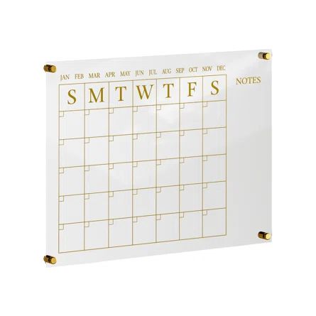 Martha Stewart Grayson Acrylic Wall Calendar with Notes with Dry Erase Marker and Mounting Hardwa... | Wayfair North America