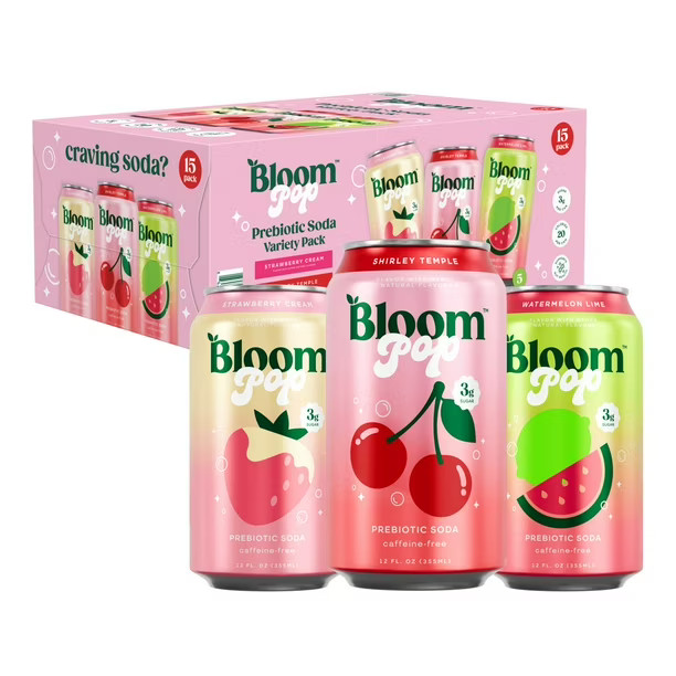 Bloom Pop Prebiotic Soda Variety Pack, 12 fl. oz., 15 pk. | Sam's Club