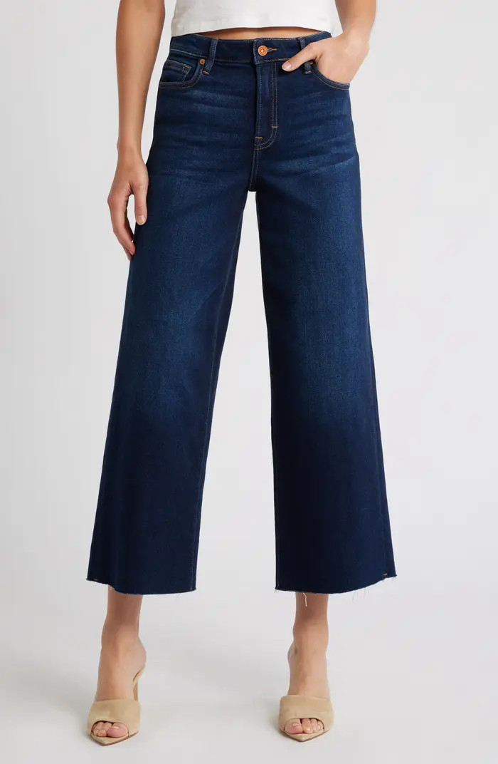 HIDDEN JEANS Clean Stretch Raw Hem Wide Leg Jeans | Nordstrom | Nordstrom