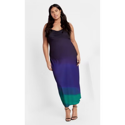 Women's Plus Size Ombre Cowl Dress - peacock | CITY CHIC | Target