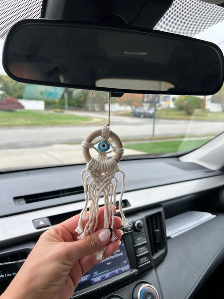 I’m obsessed with this macrame car charm with the Mediterranean evil eye charm! It keeps me safe & comforted in the car 🧿

#LTKhome #LTKtravel