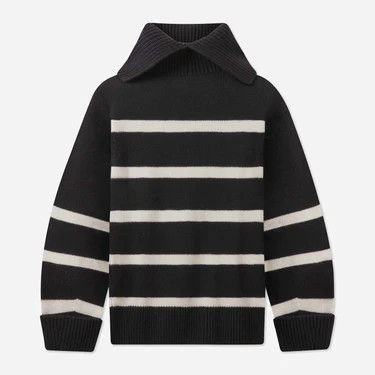 The Sloane Turtleneck | Black & Ecru Stripe Cashmere | DeMellier | DeMellier