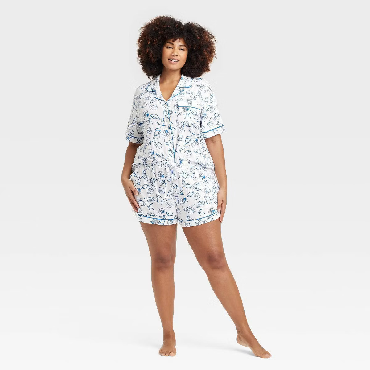 Women's Cloud Knit Short Sleeve Notch Collar Shirt and Shorts Pajama Gift Set - Auden™ | Target