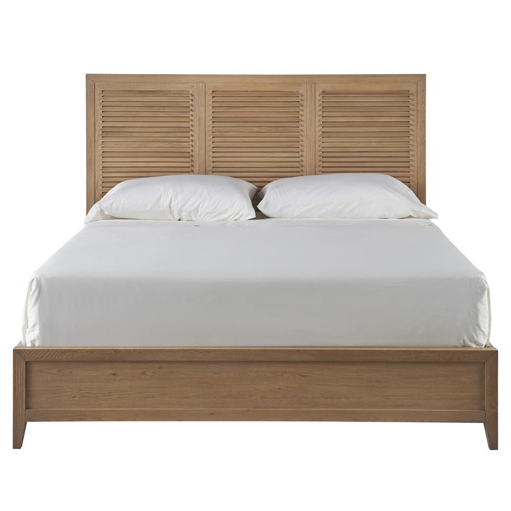 Bennett Coastal Beach Brown Oak Bed - Queen | Kathy Kuo Home
