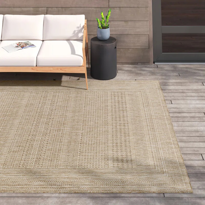 Camar Oriental Indoor/Outdoor Area Rug in Khaki | Wayfair North America