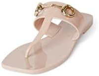 Jeffrey Campbell A Lil Bit Green Shiny Slip On Open Toe Flat Thong Sandals | Amazon (US)