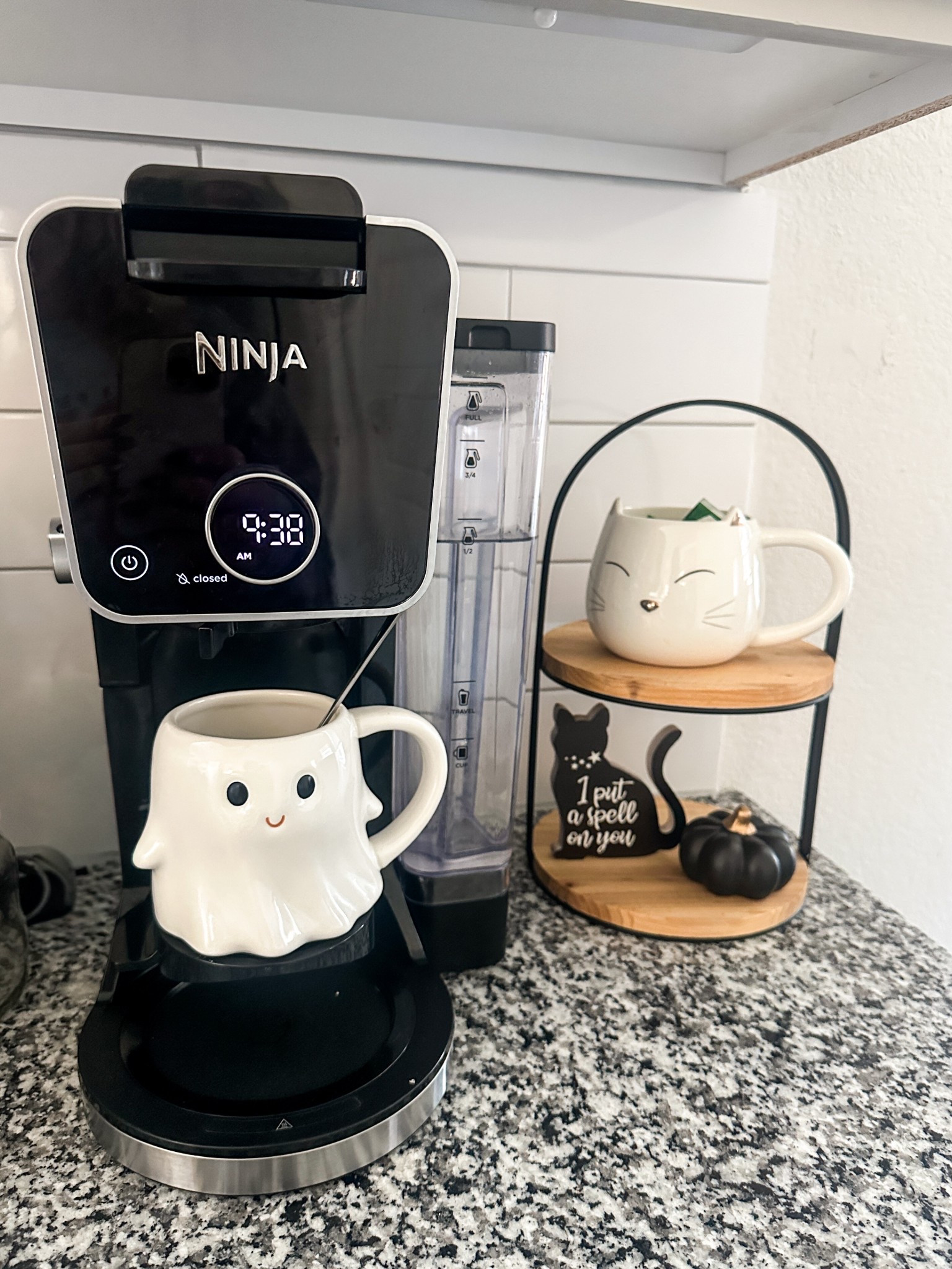 My spooky little Halloween coffee corner 👻🐈‍⬛☕️ and my absolute favorite coffee maker! Has a separate nozzle for boiled and hot water for tea, oatmeal, etc. so you don’t have to worry about coffee-tasting water. Also has a milk frother tool built-in on the side, as well as settings to make an entire carafe for hosting. 

#LTKHalloween #LTKSeasonal #LTKHome