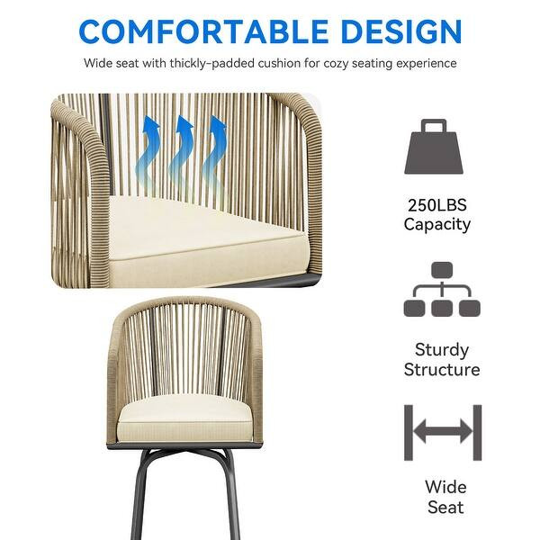 Moasis 4-Piece Patio Woven Swivel Bar Stools - 4PCS | Bed Bath & Beyond