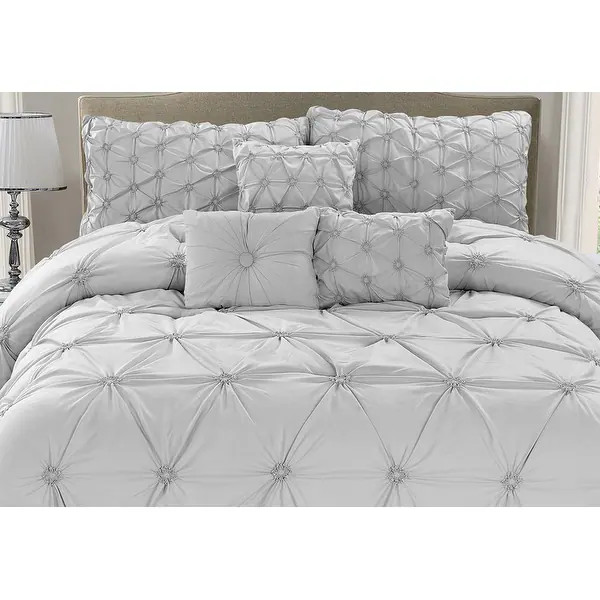 Chateau Grey 7-piece Elegant Pleated Designer Comforter Set | Bed Bath & Beyond