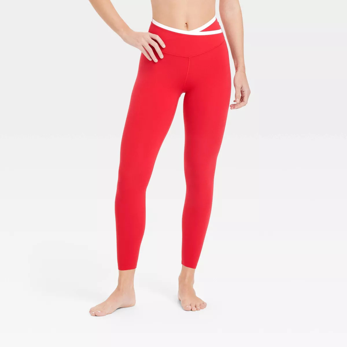 Women's Everyday Soft High-Rise Piped V-Waistband 7/8 Leggings - All In Motion™ | Target