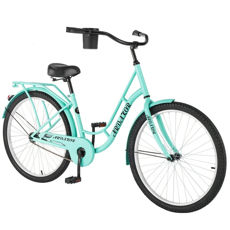 ARVAKOR 26" Beach Cruiser Bike for Men and Women with Carbon Steel Frame, Green | Walmart (US)