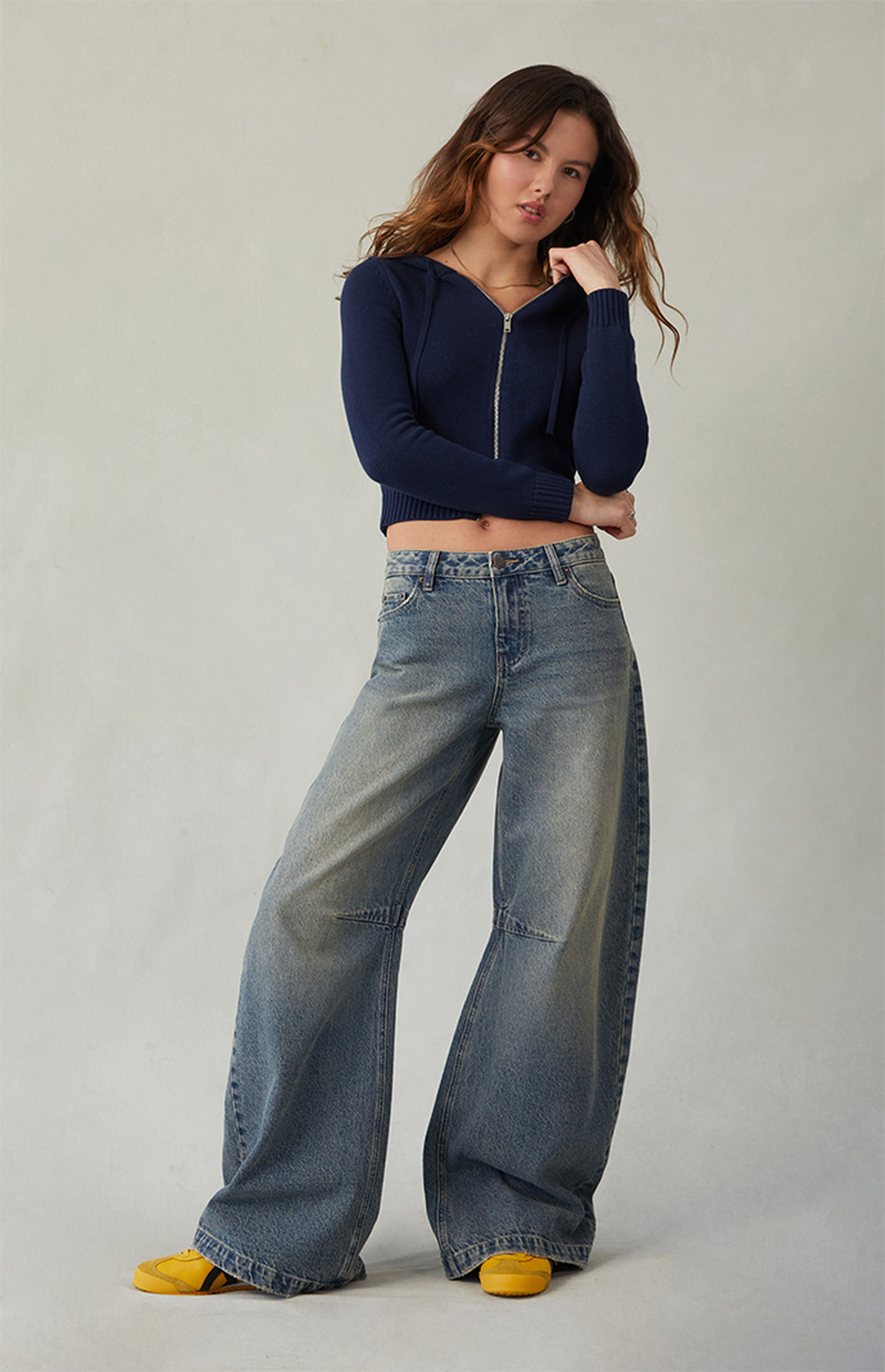 Pacsun Remi Baggy Barrel Jeans Knee Dart Dark Indigo | PacSun