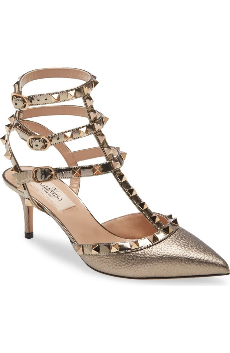 Valentino Garavani Rockstud T-Strap Pointed Top Pump (Women) | Nordstrom | Nordstrom