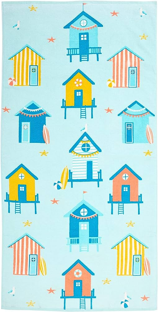 Sun Sprouts 100% Cotton Beach Towel Beach Hut Pattern for Kids & Toddler. Bath, Pool, Camping, Tr... | Amazon (US)