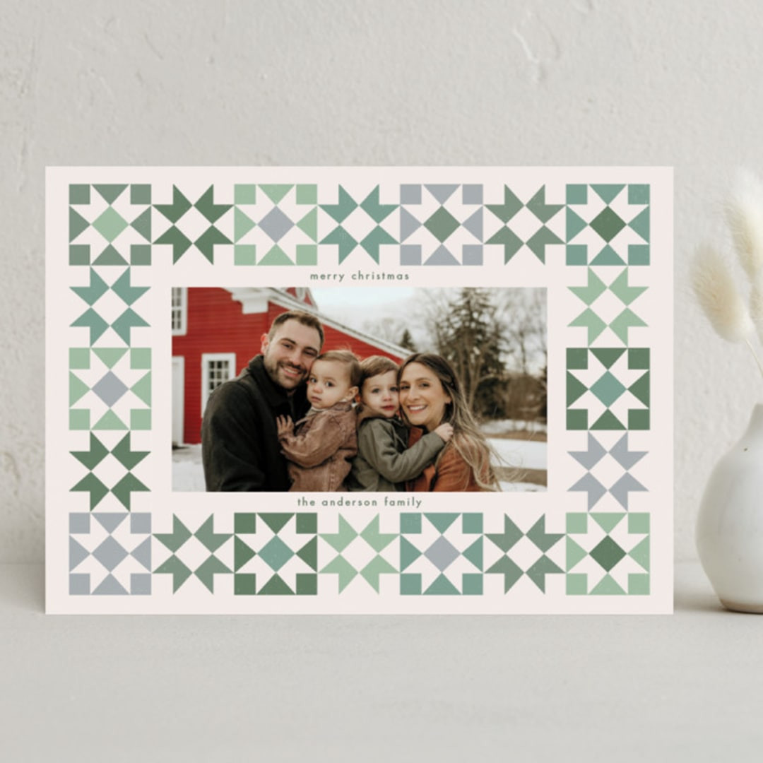 "Homespun" - Customizable Holiday Photo Cards in Green by Kelly Watkins. | Minted