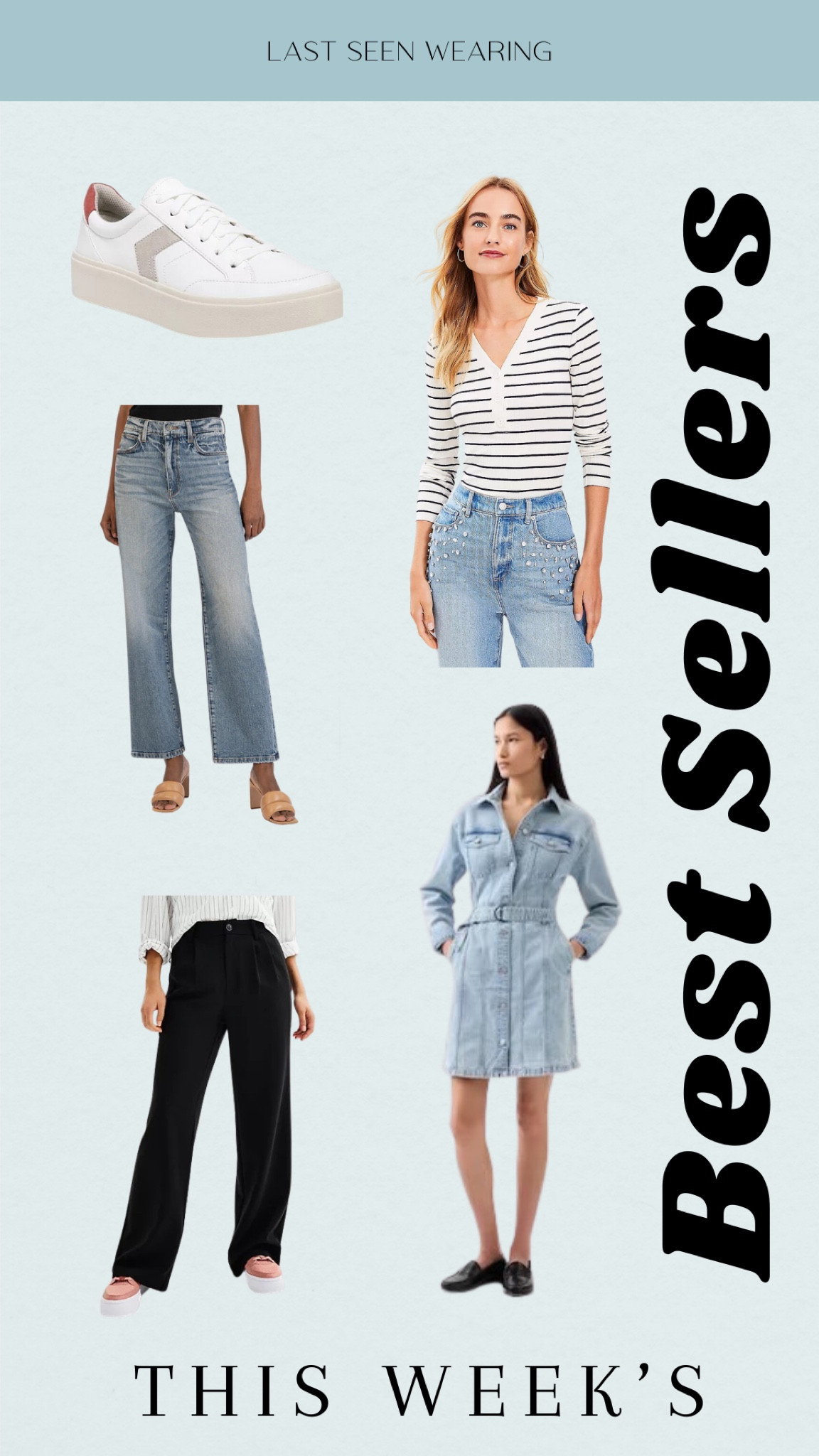 This Week’s Best Sellers 
#jeandress #widelegjeans

#LTKstyletip #LTKshoecrush