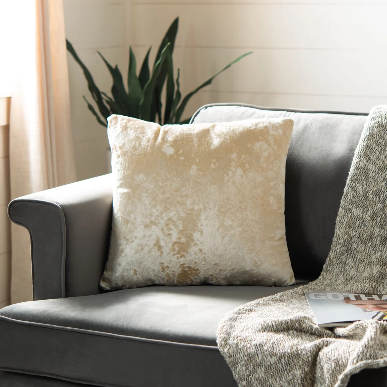 Safavieh Braidy 18" x 18" Distressed Solid Plush Pillow | Walmart (US)