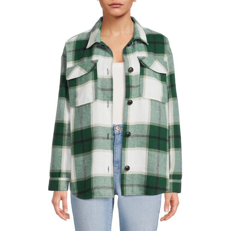 No Boundaries Junior's Plaid Shacket | Walmart (US)