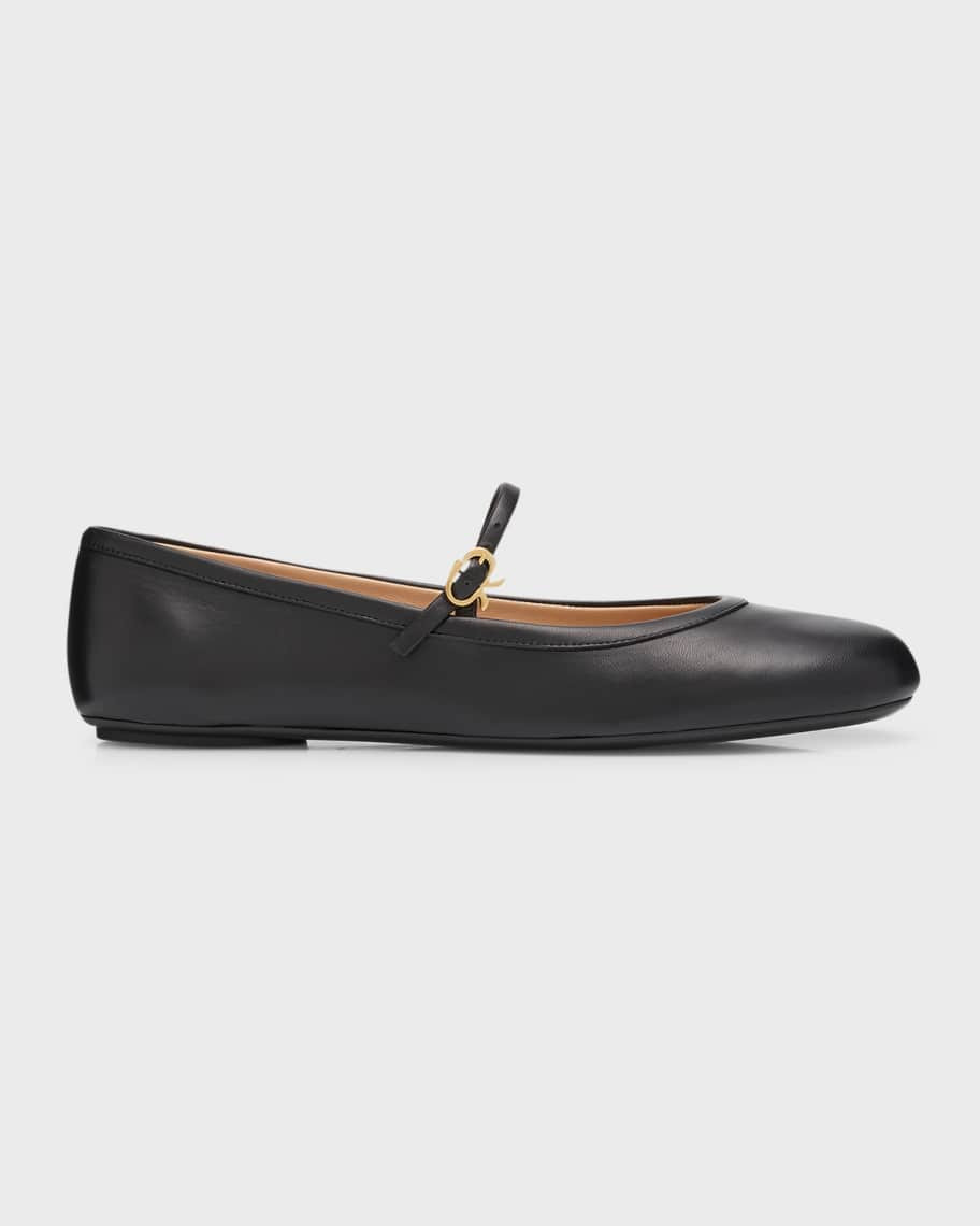 Gianvito Rossi Lambskin Mary Jane Ballerina Flats | Neiman Marcus