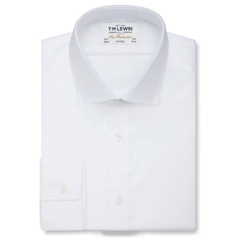 T.M.Lewin - White Twill Fitted Button Cuff Short Sleeve Length Shirt | Debenhams UK