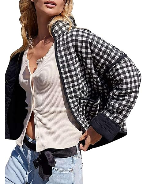 Omoone Women's Cropped Quilted Jacket Floral Printed LightWeight Padded Puffer Cardigan Coat Outw... | Amazon (US)
