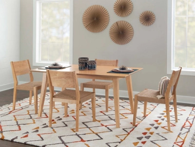 Linon Farren Dining Table and 4 Chairs, Natural | Ashley Homestore