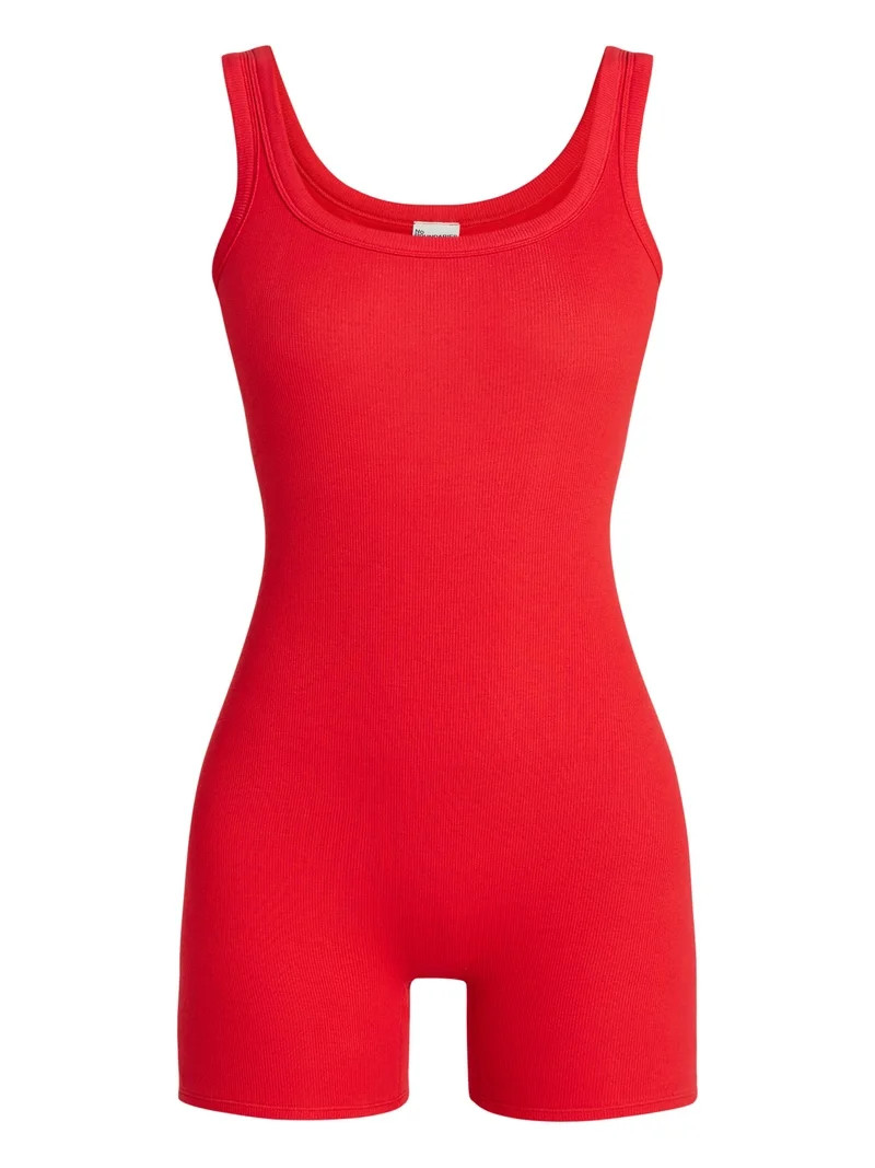 No Boundaries Cotton Stretch Ribbed Cozy Romper, Women’s XS-XXXL | Walmart (US)