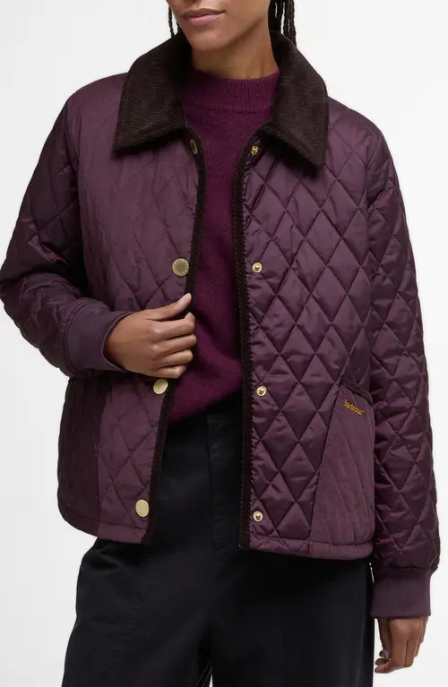 Barbour Marla Quilted Jacket in Black Cherry/dark Brown//muted Tartan at Nordstrom, Size 12 Us | Nordstrom