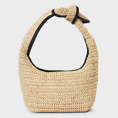 Straw Mini Bow Bag Clutch - A New Day™ Beige: Woven Paper Handbag, Single Handle, Unstructured ... | Target